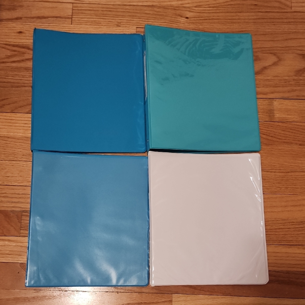 Jot And DG Office 4 Binders In Blue & White, 3 - 1",1 - 1.5", 3 Rings, 2 Pockets